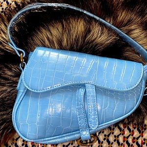 Croc Embossed Saddle Bag